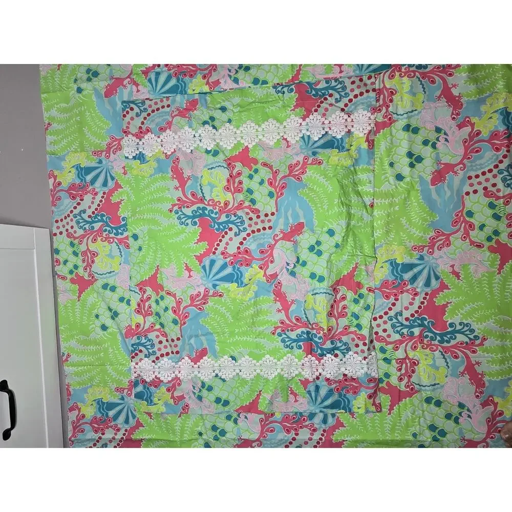 LILLY PULITZER Gecko Garnet Hill Full Queen DUVET Cover & 2 Shams
